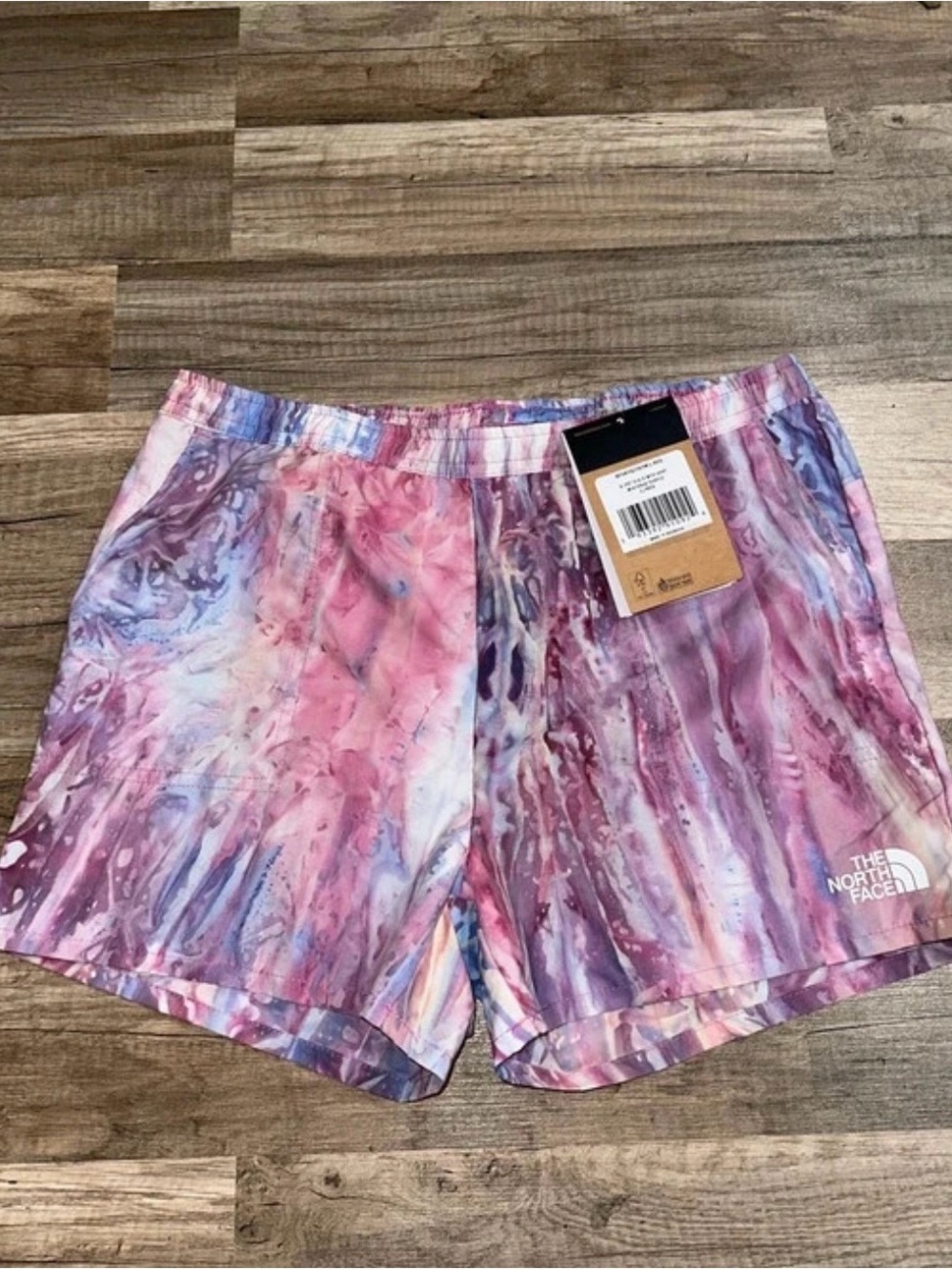 The North Face Pink & Lavender Marble-Print Kids Athletic Shorts
